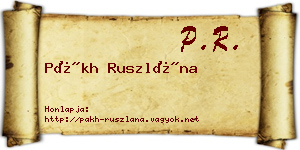 Pákh Ruszlána névjegykártya